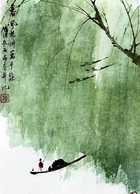 柳垂千丝点水绿春来首度对君伤